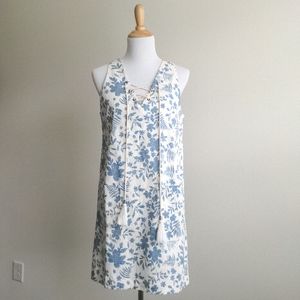 ENTRO Floral Sheath Dress Blue White size large